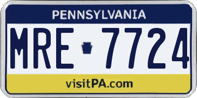 PA license plate MRE7724