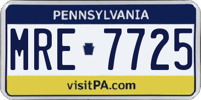PA license plate MRE7725
