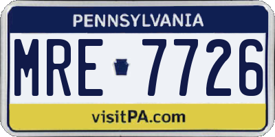 PA license plate MRE7726