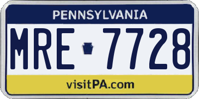 PA license plate MRE7728