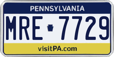 PA license plate MRE7729