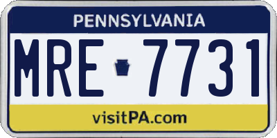 PA license plate MRE7731