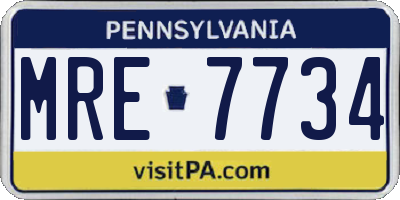 PA license plate MRE7734