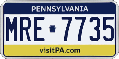 PA license plate MRE7735