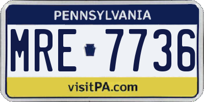 PA license plate MRE7736