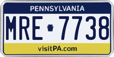 PA license plate MRE7738
