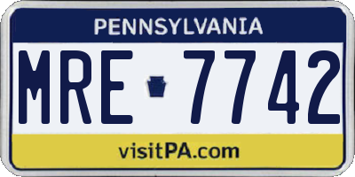 PA license plate MRE7742