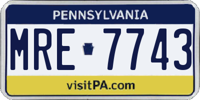 PA license plate MRE7743