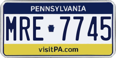 PA license plate MRE7745