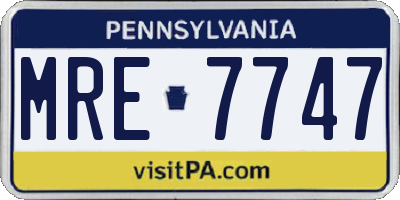 PA license plate MRE7747