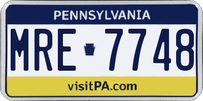 PA license plate MRE7748
