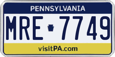 PA license plate MRE7749