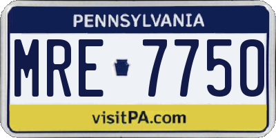 PA license plate MRE7750
