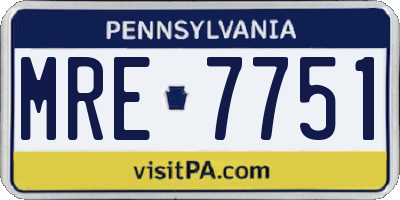 PA license plate MRE7751