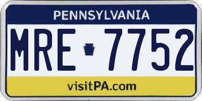 PA license plate MRE7752