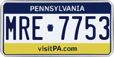 PA license plate MRE7753