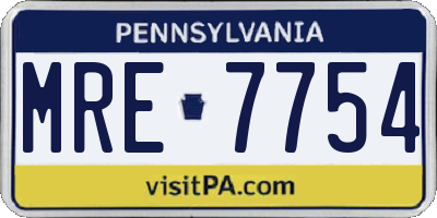 PA license plate MRE7754