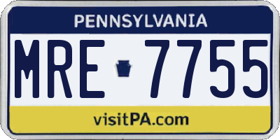 PA license plate MRE7755