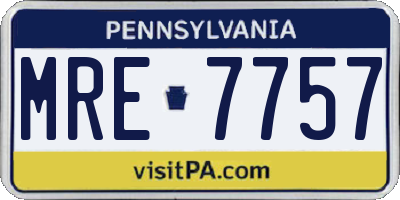 PA license plate MRE7757