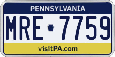 PA license plate MRE7759