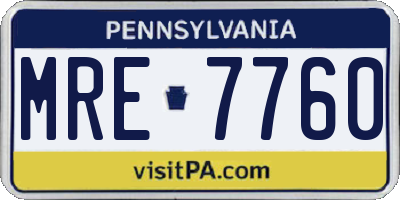 PA license plate MRE7760