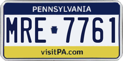 PA license plate MRE7761