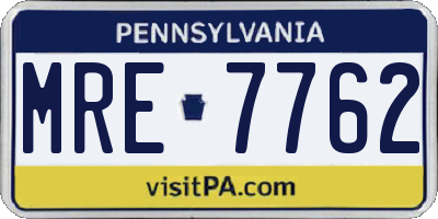 PA license plate MRE7762