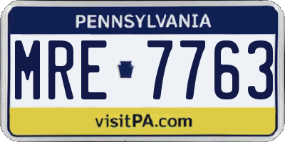 PA license plate MRE7763