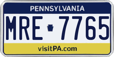 PA license plate MRE7765