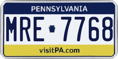 PA license plate MRE7768