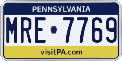PA license plate MRE7769