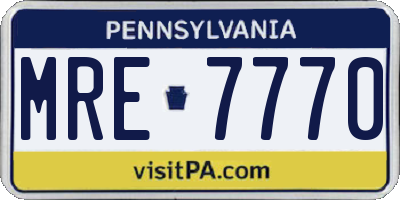 PA license plate MRE7770