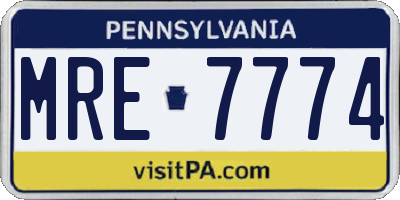 PA license plate MRE7774