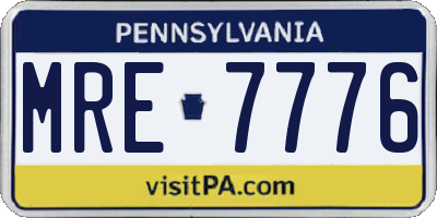PA license plate MRE7776