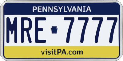 PA license plate MRE7777