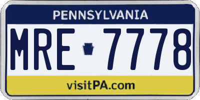 PA license plate MRE7778