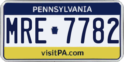 PA license plate MRE7782