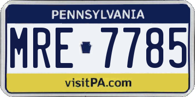 PA license plate MRE7785