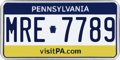 PA license plate MRE7789