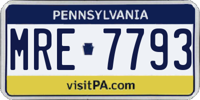 PA license plate MRE7793