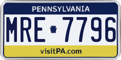 PA license plate MRE7796