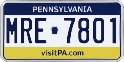 PA license plate MRE7801