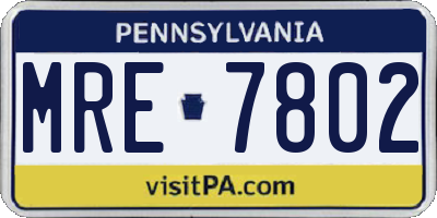 PA license plate MRE7802