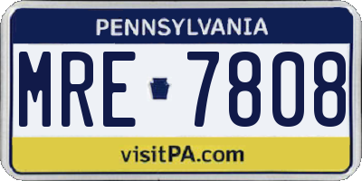 PA license plate MRE7808