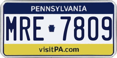 PA license plate MRE7809