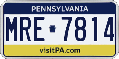 PA license plate MRE7814