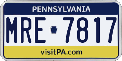 PA license plate MRE7817