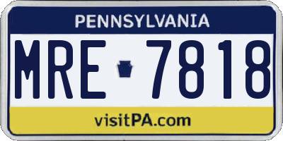 PA license plate MRE7818