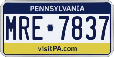 PA license plate MRE7837
