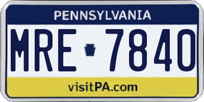 PA license plate MRE7840